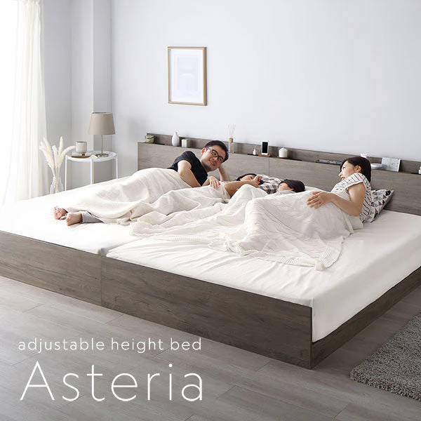 コンセント 棚付き 高さ調整すのこベッド 『Asteria アステリア』 連結サイズ ブラック - Image 9