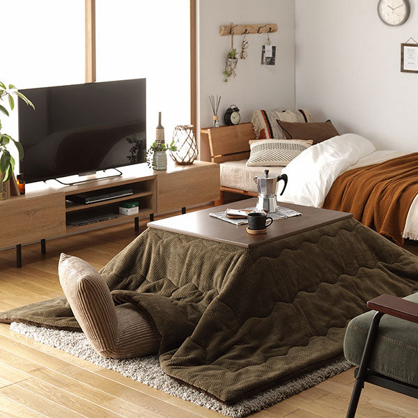 古木風こたつテーブル マイクロファイバーこたつ掛け布団 2点セット ブラウン×カーキ - Image 19