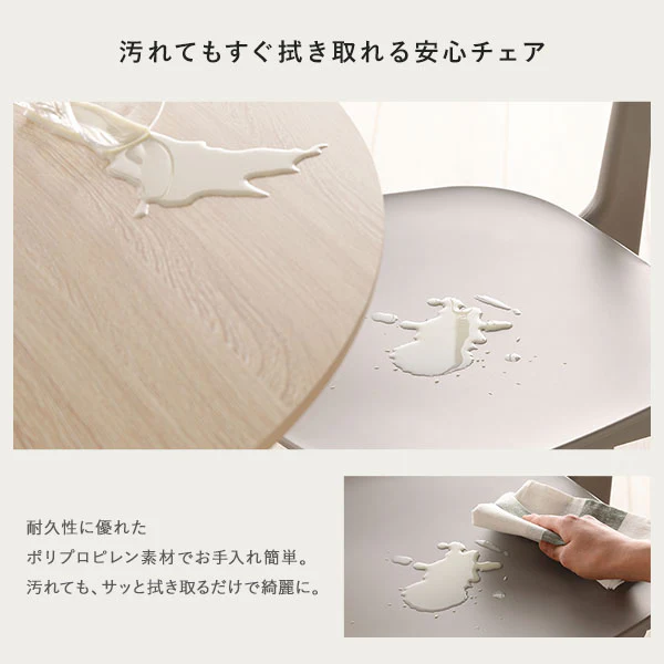 汚してもお手入れ簡単 円形 コンパクト ダイニングテーブル 90サイズ ホワイト - Image 13