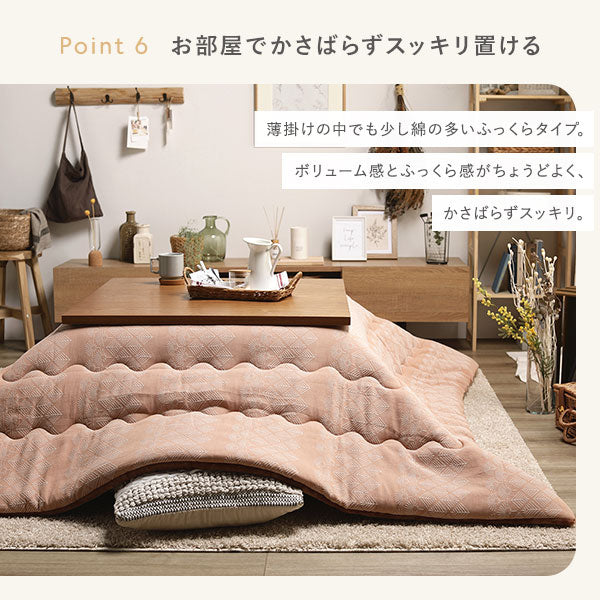 北欧風 たんぽぽモチーフ ジャガード織 こたつ掛け布団 単品 オレンジ - Image 8