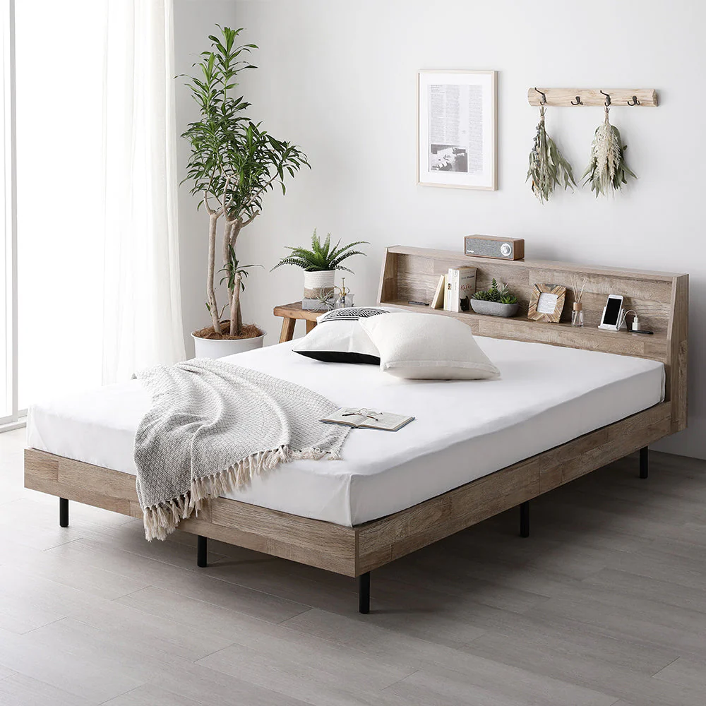 棚付きすのこベッド 『FICUS フィカス』脚付き コンセント付き  ナチュラル - Image 37