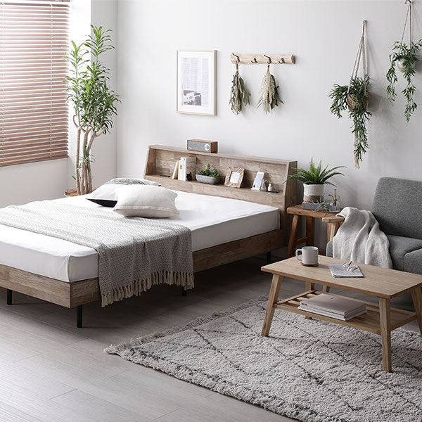 棚付きすのこベッド 『FICUS フィカス』脚付き コンセント付き  ストーングレー - Image 18