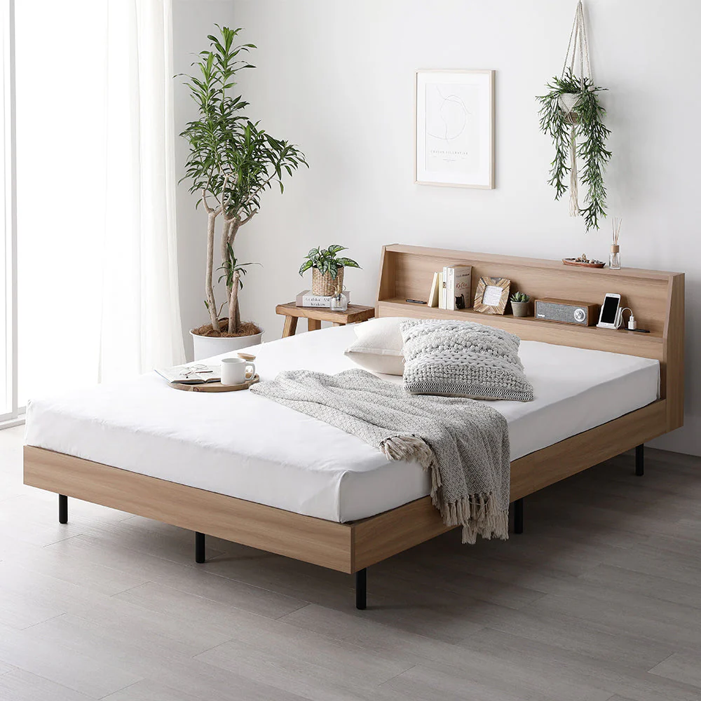棚付きすのこベッド 『FICUS フィカス』脚付き コンセント付き  ヴィンテージナチュラル - Image 38