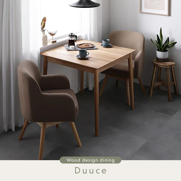 天然木ダイニング（幅80cm）『Duuce デュース』 3点セット キャメル - Image 3
