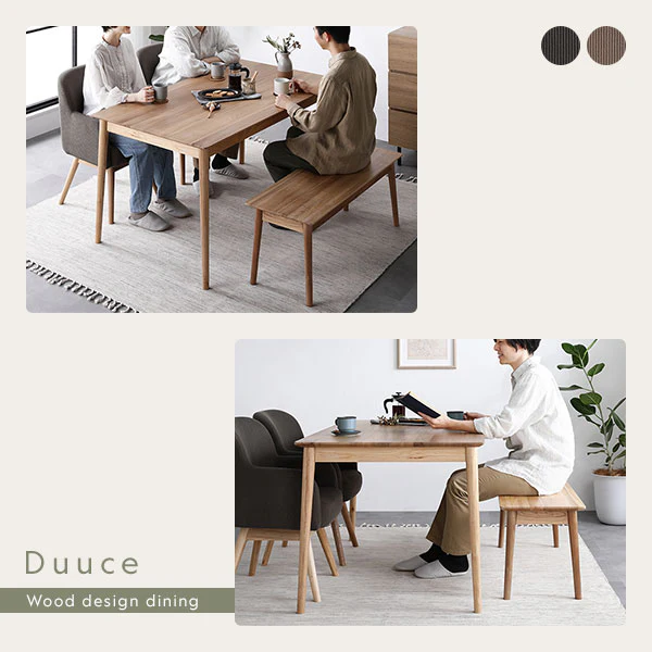 天然木ダイニング（幅140cm）『Duuce デュース』 4点セット キャメル - Image 7