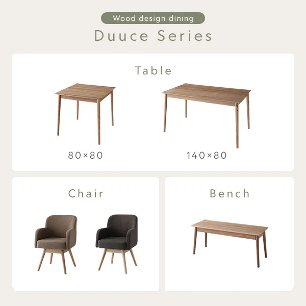 天然木ダイニング（幅140cm）『Duuce デュース』 5点セット キャメル - Image 5