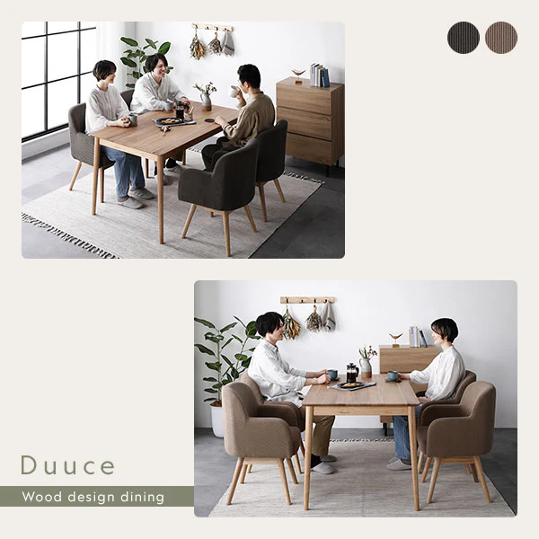 天然木ダイニング（幅140cm）『Duuce デュース』 5点セット キャメル - Image 7