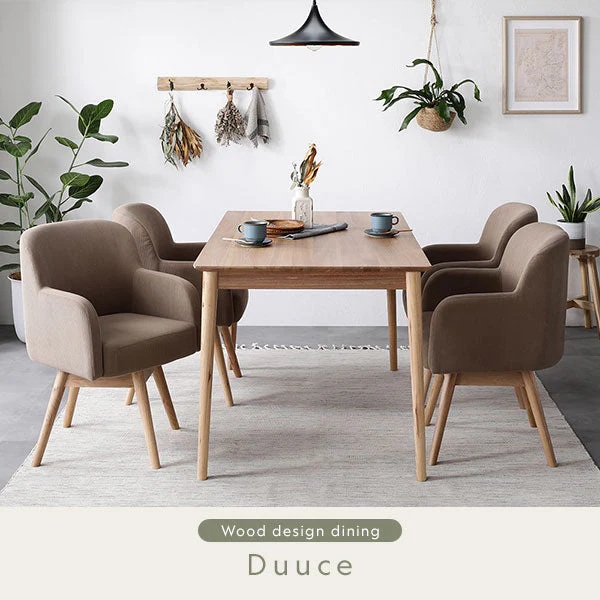 天然木ダイニング（幅140cm）『Duuce デュース』 5点セット モカ - Image 3