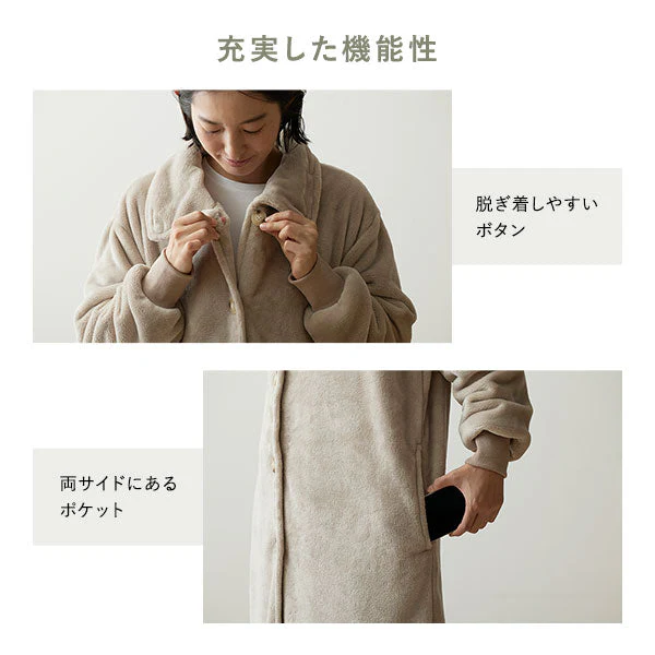 軽くてふわふわ 首元まであたたかい着る毛布 ハイネック3WAY グレー - Image 9