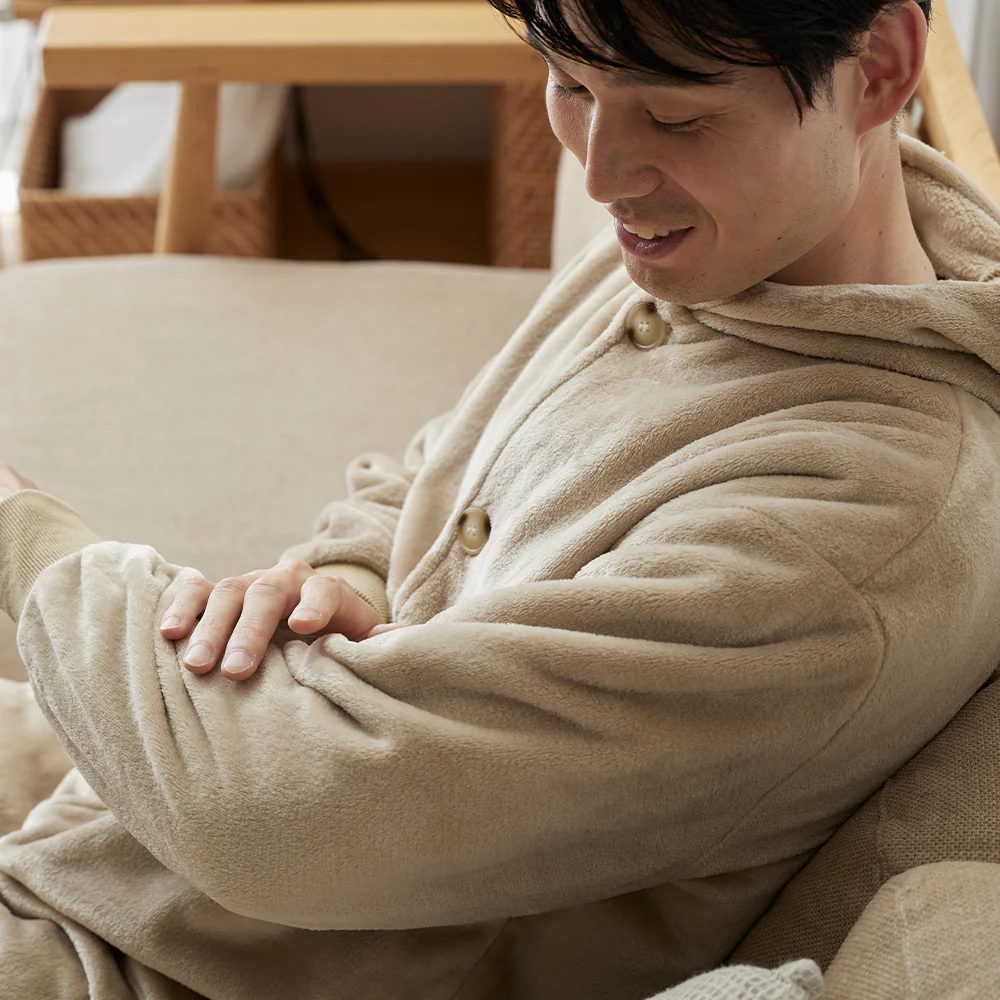 家族で選べる プレミアムマイクロファイバー 着る毛布フード付き Mサイズ・Lサイズ グレー - Image 31