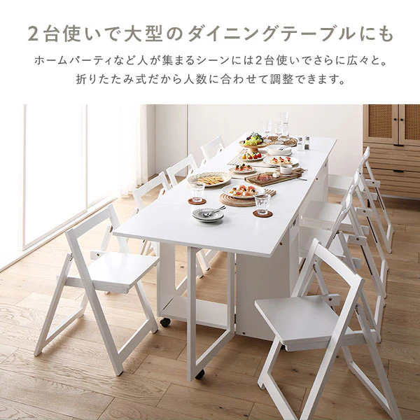 木製 折りたたみダイニング テーブル単品 『Goethe ゲーテ』 ホワイト - Image 7