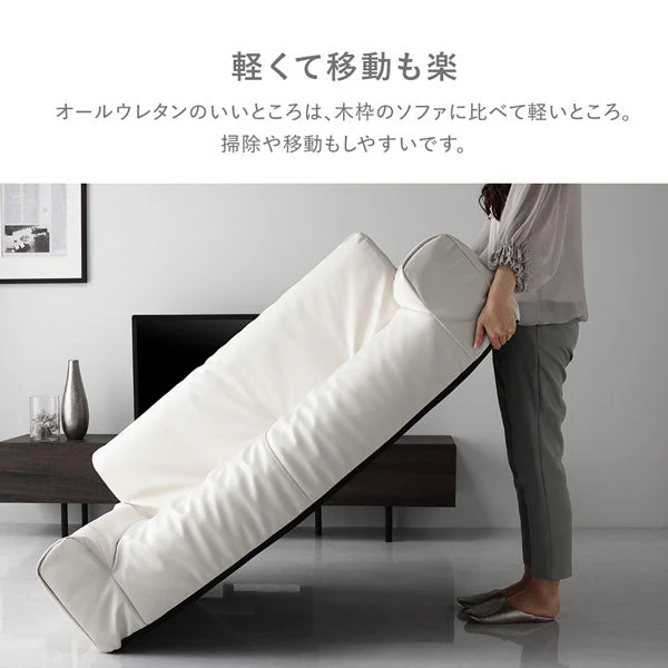 日本製 フロアソファ（2人掛け）レザー ブラック - Image 8