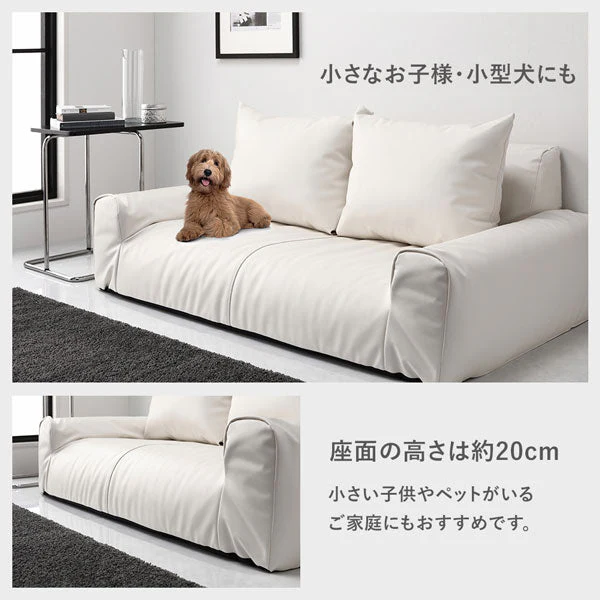 日本製 フロアソファ（2人掛け）レザー ダークブラウン - Image 5