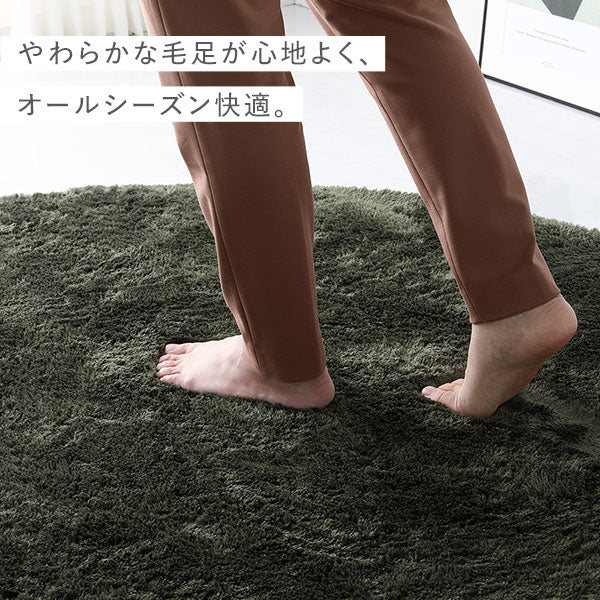 洗えるシャギーラグ 楕円形(約R100×150cm) グリーン - Image 15