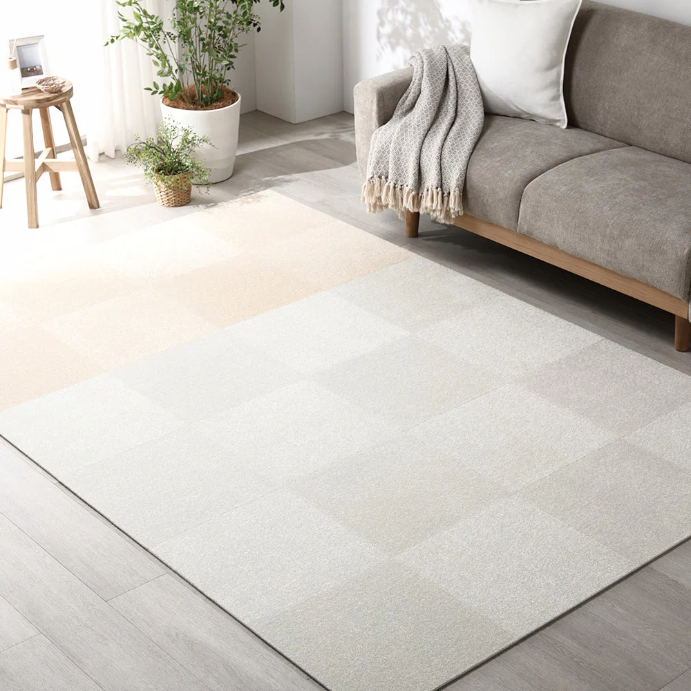 日本製 置くだけでズレない 洗える北欧調タイルカーペット ラグ用セット 約200×240cm(30枚セット) ベージュ - Image 33