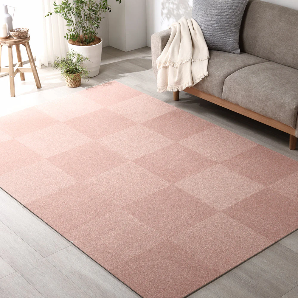 日本製 置くだけでズレない 洗える北欧調タイルカーペット ラグ用セット 約160×200cm(20枚セット) ライトブラウン - Image 41