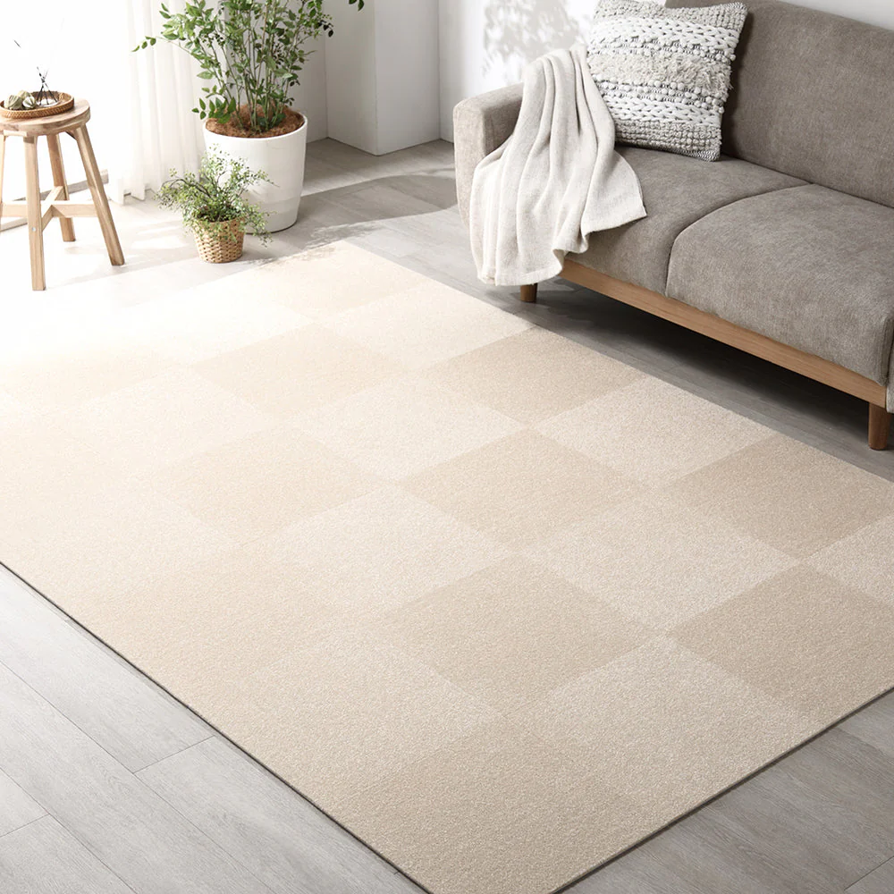 日本製 置くだけでズレない 洗える北欧調タイルカーペット ラグ用セット 約200×200cm(25枚セット) ライトブラウン - Image 37