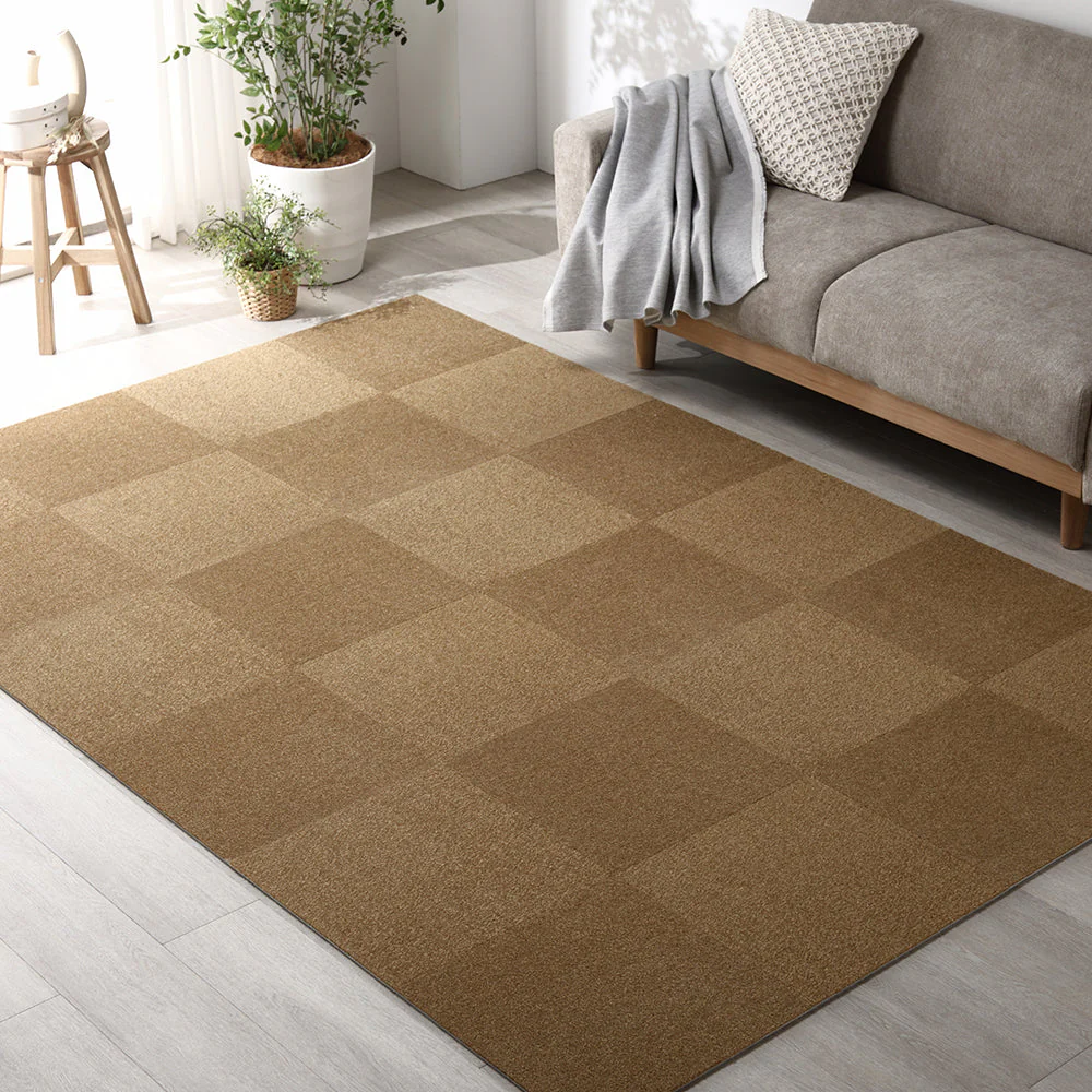 日本製 置くだけでズレない 洗える北欧調タイルカーペット ラグ用セット 約160×240cm(24枚セット) ペールイエロー - Image 40