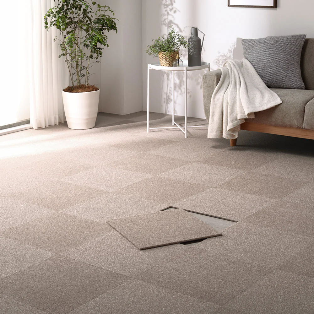 日本製 置くだけでズレない 洗える北欧調タイルカーペット 敷き詰め用セット 江戸間・団地間6畳(63枚セット) オフホワイト - Image 31