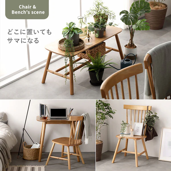 天然木 ウィンザーチェアダイニング5点セット 円形90cm ホワイト - Image 10