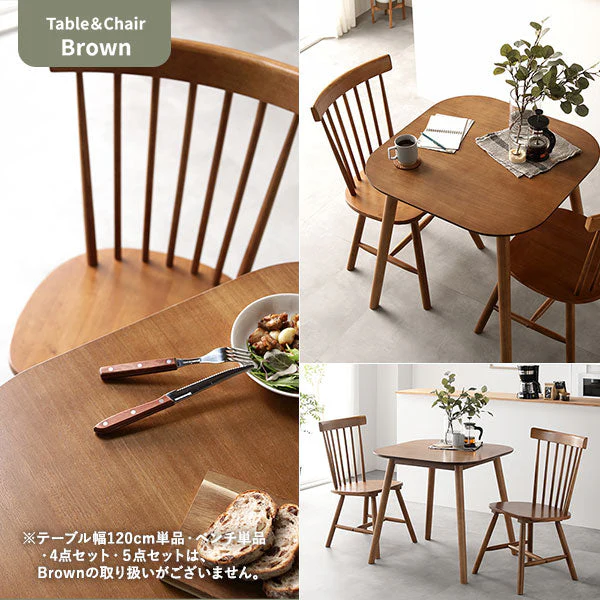 天然木 ウィンザーチェアダイニング3点セット 正方形75×75cm ホワイト - Image 17