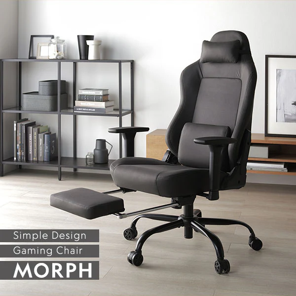 スエード調ファブリック ゲーミングチェア（プレミアム）『Morph モーフ』 ブラック - Image 2