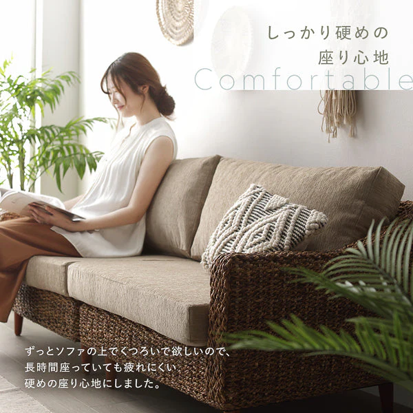 天然素材リゾートソファ（アバカ）1人掛け スカイブルー - Image 12