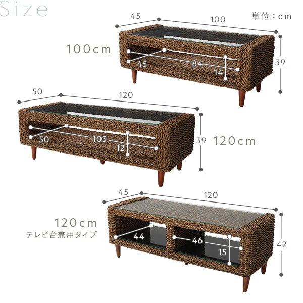天然素材リゾートテーブル（アバカ） 幅120cm テレビ台兼用タイプ - Image 9