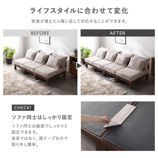 あぐらがかけるユニットソファ『Sven スヴェン』2人掛けソファ単品 グレー - Image 18