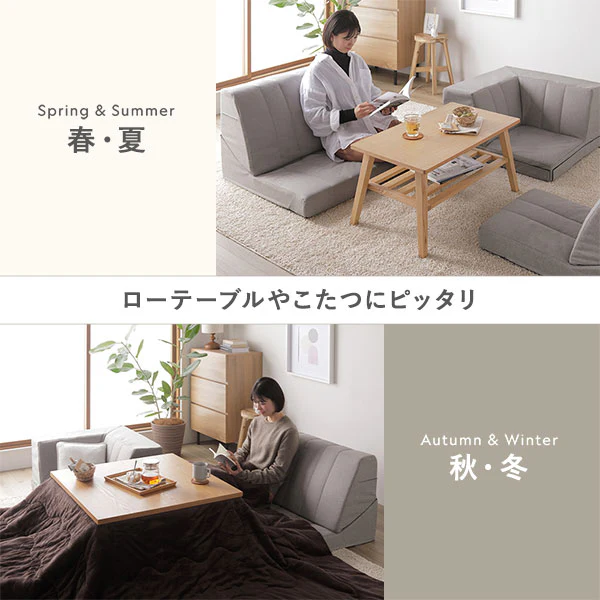 日本製 リクライニング ハイバック フロアコーナーソファ 3点セット ライトグレー - Image 10