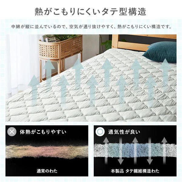 超冷感 Q-MAX0.53 コットンパイルと冷感のリバーシブル敷パッド シャンパンゴールド - Image 9
