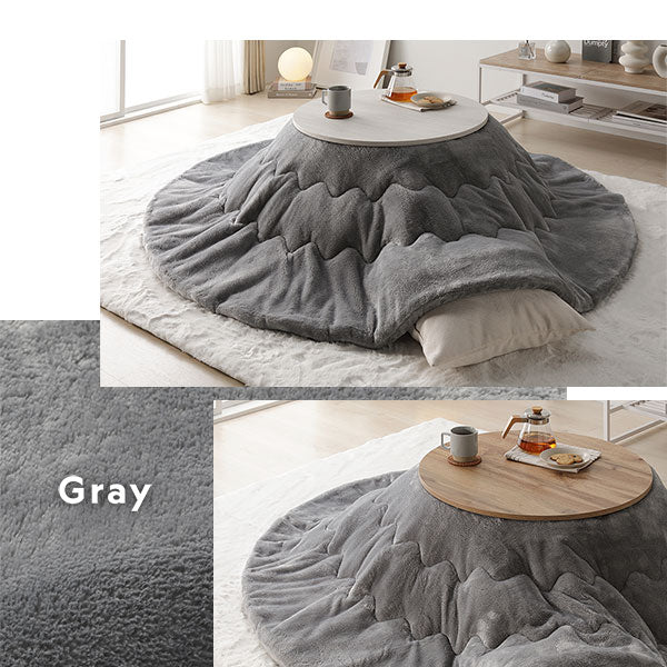 小さな円形こたつ2点セット（折りたたみ式68cmテーブル + フランネル掛け布団) ホワイトウォッシュ×ナチュラル/ピンク - Image 19