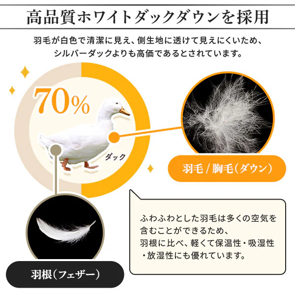 日本製 羽毛掛け布団 ダウン率70% ブラウン - Image 4