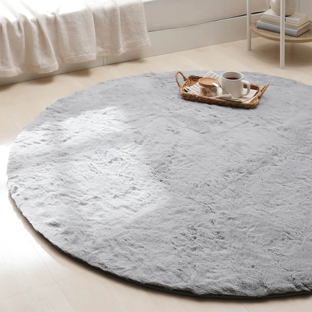 ふわふわのラビットファー調ラグ 直径約140cm(円形) アイボリー - Image 23