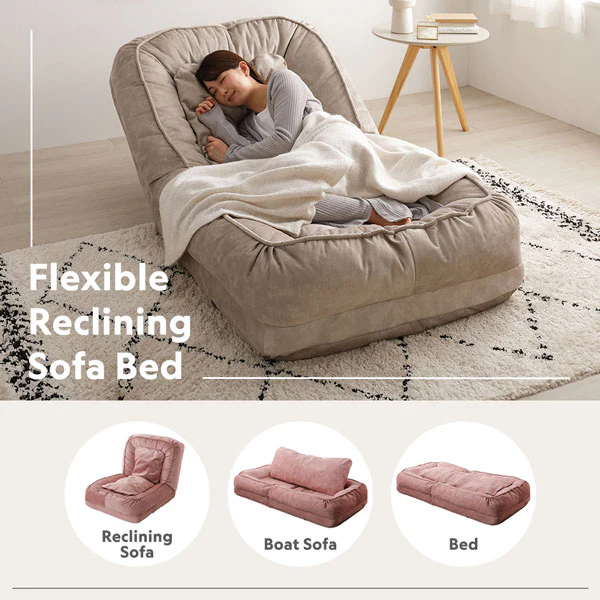 フレキシブルリクライニングソファベッド 3WAY ダスティピンク - Image 5