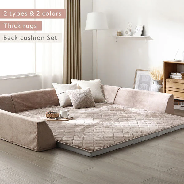 厚さが選べる 背クッション付き(U字+I字タイプ) 極厚 ラグ 『Nolphi ノルフィ』 185×275cm フランネル生地 アイボリー - Image 2