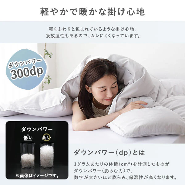 日本製 羽毛掛け布団 ダウン率75% 300dp リサイクルダウン 抗菌・防臭・防ダニ ライトグレー - Image 8