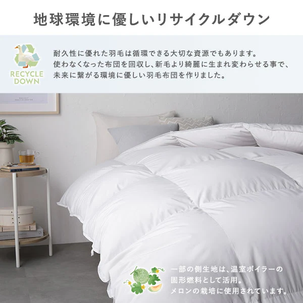 日本製 羽毛掛け布団 ダウン率85% 350dp リサイクルダウン 抗菌・防臭・防ダニ ライトグレー - Image 5