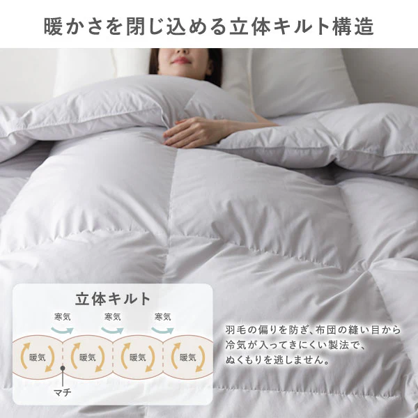 日本製 羽毛掛け布団 ダウン率90% 400dp シルバーグース 抗菌・防臭・防ダニ ブルー - Image 12