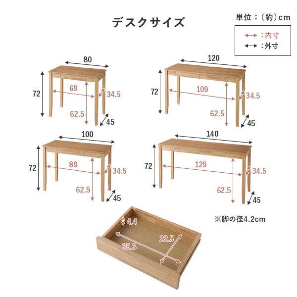 【旧仕様】天然木デスクセット（デスク+ラック+キャビネット） 『Keiju ケイユ』 デスク幅100×奥行45cm ナチュラル - Image 31