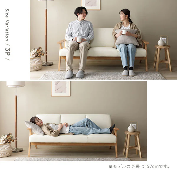 木枠フレームレザー（合皮）ソファ 『Mathias マティアス』 1人掛け クリームアイボリー - Image 16