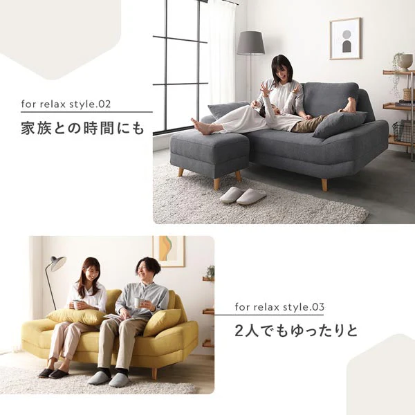 ワイド座面ソファ『Plento プレント』二人掛けソファ単品 グレー - Image 10