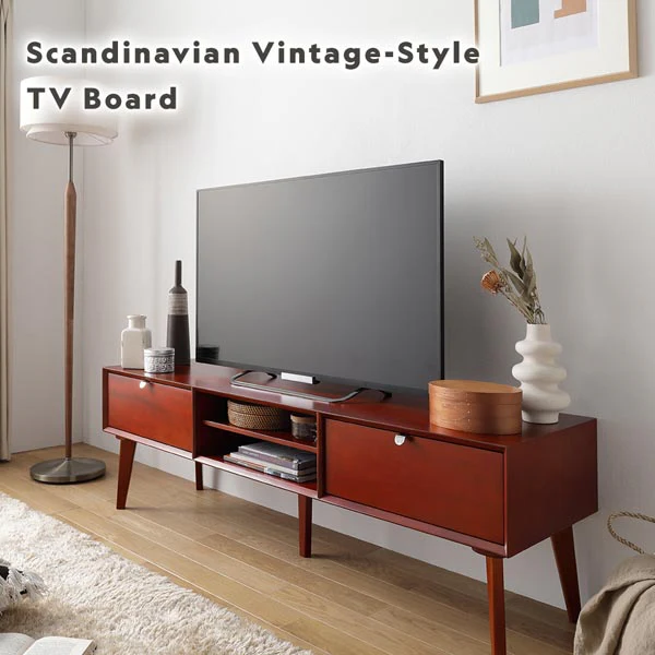 北欧ヴィンテージ調デザイン 天然木 テレビボード 幅150cm - Image 2