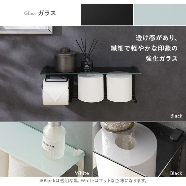 ディスプレイ天板付き トイレットペーパーホルダー 網棚タイプ 大理石調 ホワイト - Image 8
