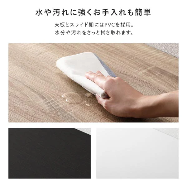 ごみ箱が収納できる キッチンカウンター 引き出し サイド収納付 幅71cm ダークブラウン - Image 12