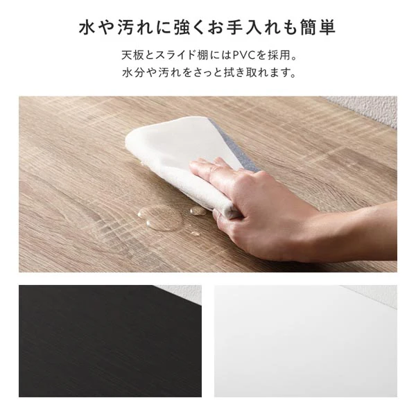 ごみ箱が収納できる キッチンカウンター 引き出し サイド収納付 幅98.5cm ダークブラウン - Image 12