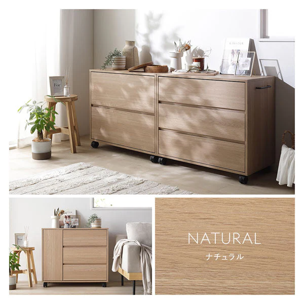 キャスター付き 収納チェスト 『Jorina ジョリナ』 扉付きチェスト ナチュラル - Image 5