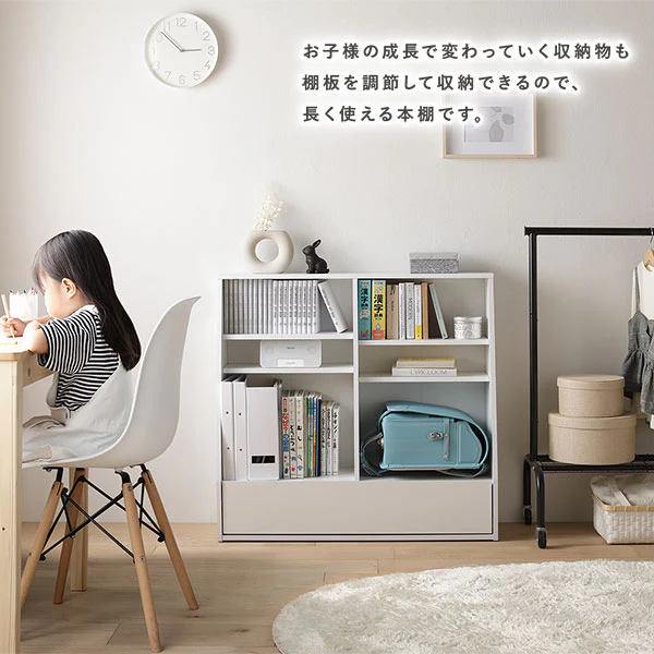 【幅60×高さ85cm】引き出し付き本棚 薄型ブックシェルフ ロータイプ ダークブラウン - Image 12