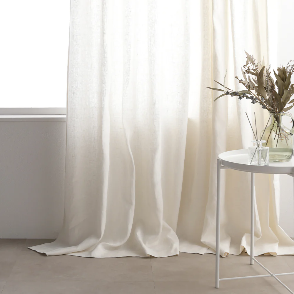 【日本製】天然素材 上質リネン100%カーテン 幅100cm（幅100cm×2枚入り） ホワイト - Image 31