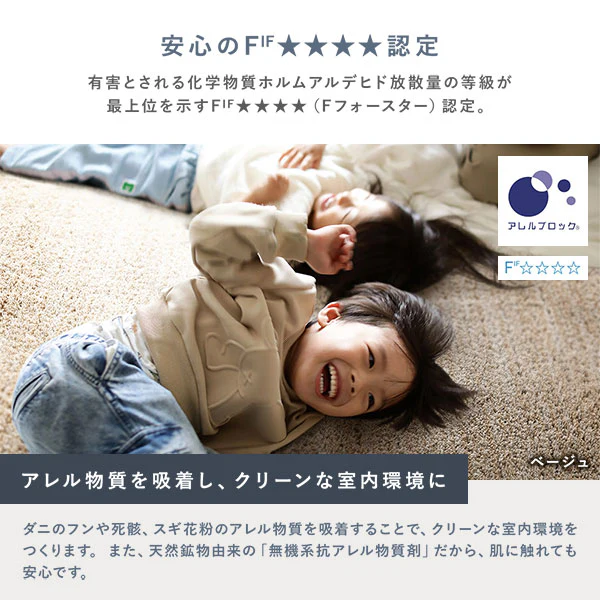 国産 洗えるミックスパイルラグ（軽量・防ダニ・アレルブロック・遊び毛防止） 約190×240cm フォググレー - Image 10